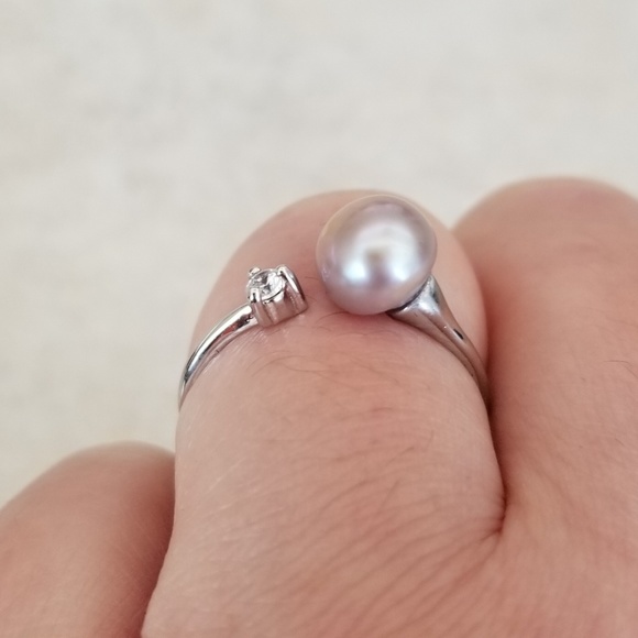8mm Freshwater Lavender Pearl Open Design Ring - Picture 6 of 8